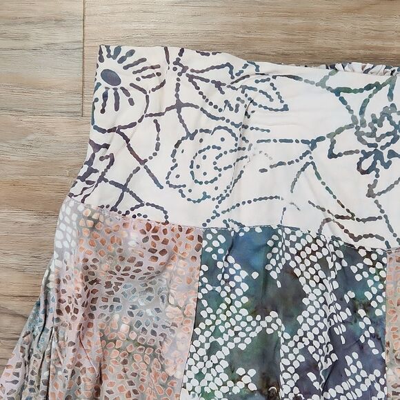 🔺️Santika Cream Print Fully Lined Panel Skirt Large - Picture 3 of 8